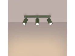 Discount Sollux Lighting Lámpara De Techo Karbon Minimalista De Aluminio - 3 Fuentes Luminosas - L.45 X A.16,5 Cm - Oliva Verde