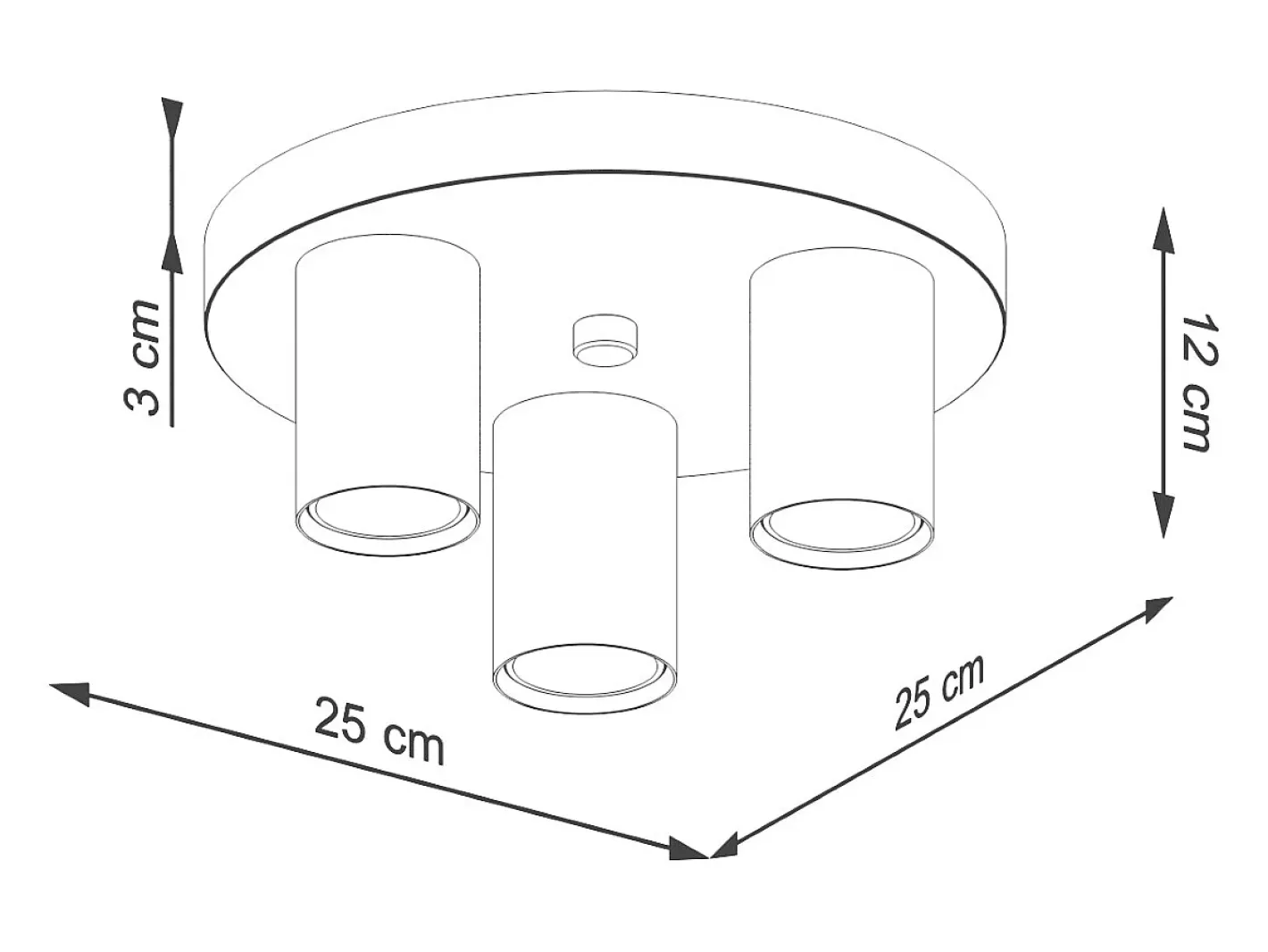 Sollux Lighting Plafón-Lámpara De Techo Lagos Moderno De Acero - 3 Fuentes Luminosas - L.25 X A.12 Cm - Blanco