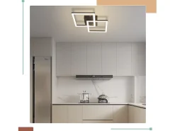 Clearance NETTLIFE Lámpara de techo LED cuadrada , negra, 24 W, 4000 K, blanca neutra, moderna, para cocina Negro