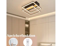 NETTLIFE Plafón-Lámpara de techo LED para salón, 2 marcos, negra, moderna, cuadrada, regulable, ideal para pasillo Negro