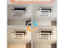 NETTLIFE Plafón-Lámpara de techo LED para salón, 2 marcos, negra, moderna, cuadrada, regulable, ideal para pasillo Negro