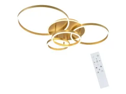 NETTLIFE Plafón-Lámpara de techo LED para sala de estar, color negro, regulable, para dormitorio, 61 cm, diseño moderno, con control remoto, 50 W. Dorado