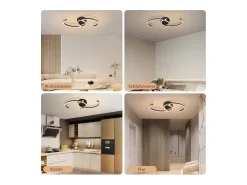 New NETTLIFE Lámpara de techo LED para salón, 24 W, moderna lámpara de techo 3000 K, para pasillo, cocina Negro