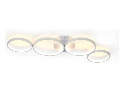 NETTLIFE Lámpara de techo LED de 100 cm regulable con 4 anillos, iluminación blanca moderna de 56 W con control remoto Blanco New
