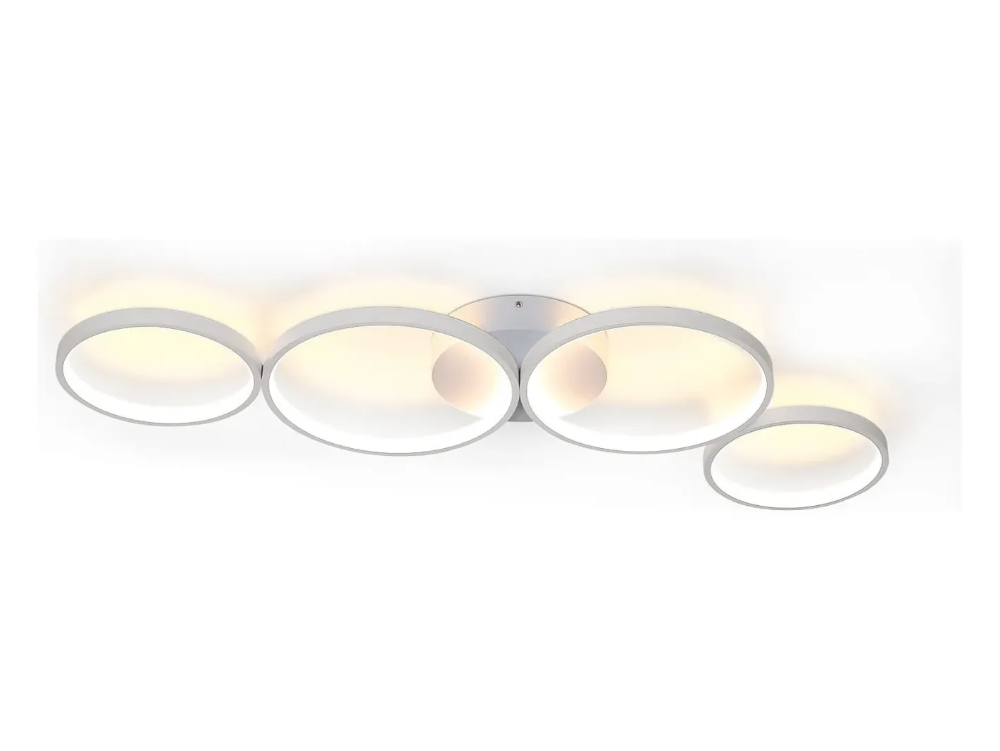 NETTLIFE Lámpara de techo LED de 100 cm regulable con 4 anillos, iluminación blanca moderna de 56 W con control remoto Blanco New