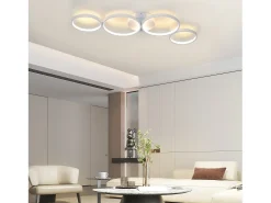 NETTLIFE Lámpara de techo LED de 100 cm regulable con 4 anillos, iluminación blanca moderna de 56 W con control remoto Blanco New