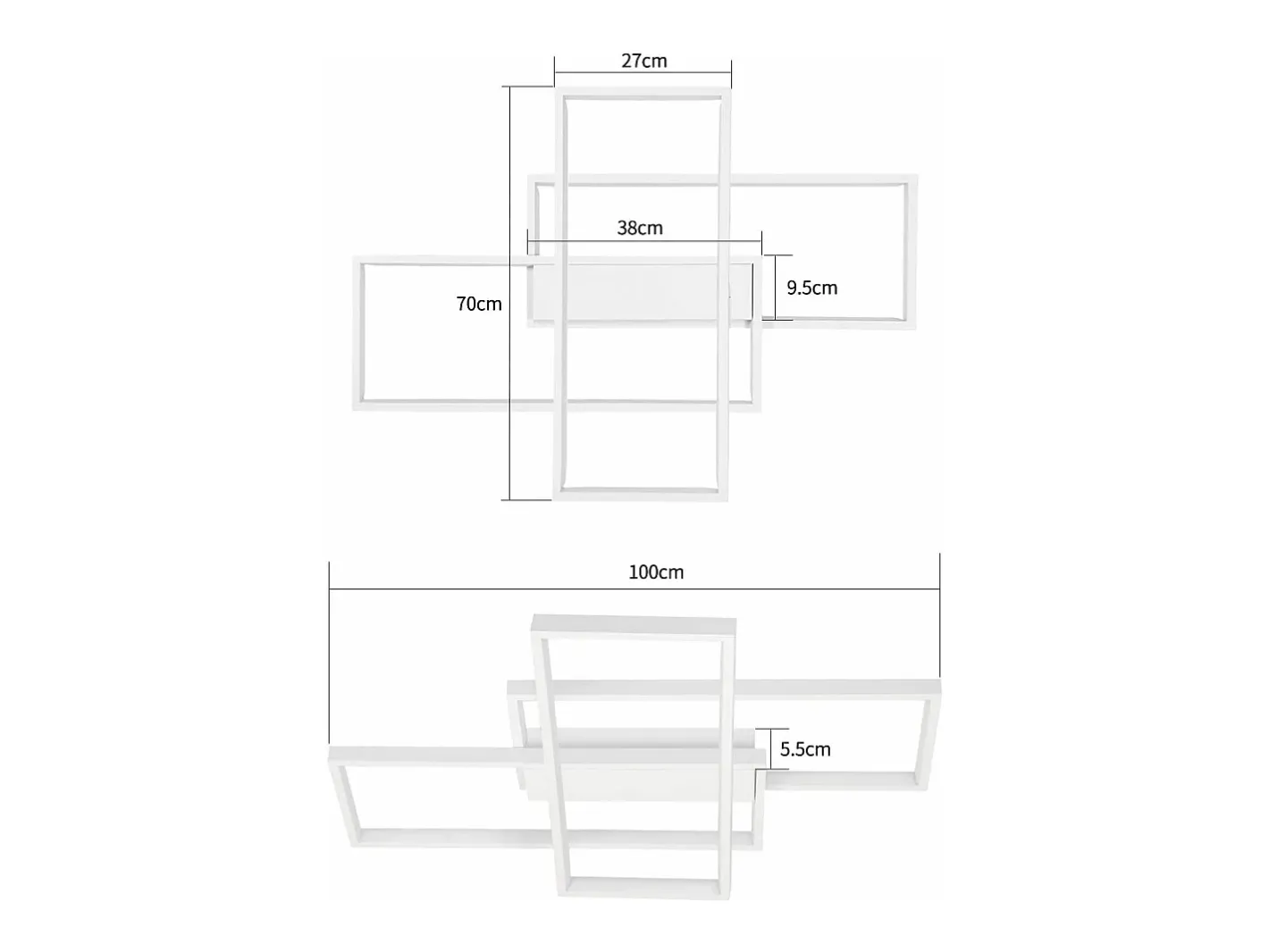 NETTLIFE Plafón-Lámpara de techo LED con control remoto, moderna lámpara de techo geométrica, negra, regulable Blanco