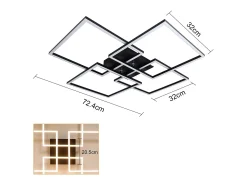Hot NETTLIFE Lámpara de techo LED de 72 cm, color , regulable, con mando a distancia, 48 W, diseño rectangular moderno. Negro