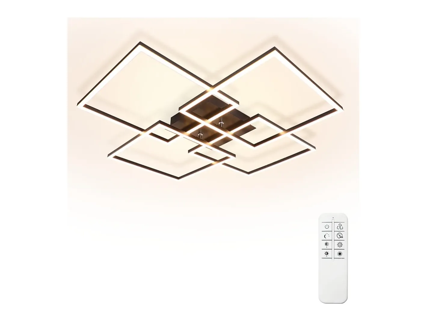 Hot NETTLIFE Lámpara de techo LED de 72 cm, color , regulable, con mando a distancia, 48 W, diseño rectangular moderno. Negro