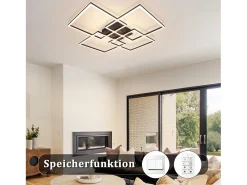 Hot NETTLIFE Lámpara de techo LED de 72 cm, color , regulable, con mando a distancia, 48 W, diseño rectangular moderno. Negro