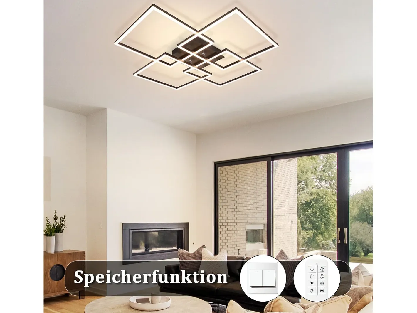 Hot NETTLIFE Lámpara de techo LED de 72 cm, color , regulable, con mando a distancia, 48 W, diseño rectangular moderno. Negro