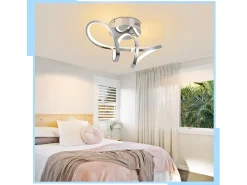 NETTLIFE Plafón-Lámpara de techo LED para dormitorio, diseño moderno, cromada, 12 W, para interior, 3000 K, blanco cálido Plateado