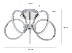 NETTLIFE Lámpara de techo LED de 47 cm, iluminación interior blanca cálida para dormitorio u oficina Gris