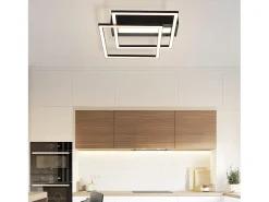 Hot NETTLIFE Lámpara de techo LED para salón, 2 marcos, negra, moderna, cuadrada, regulable, ideal para pasillo Negro
