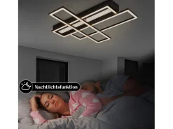 NETTLIFE Lámpara de techo LED para salón, negra, rectangular, regulable, diseño moderno Negro