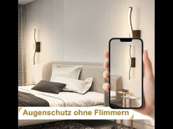 New NETTLIFE Lámpara de techo LED para dormitorio, moderna, negra, 6 W, diseño ondulado, 3000 K, blanco cálido Negro
