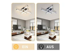 NETTLIFE Plafón-Lámpara de techo LED para sala de estar, moderna, color , 24 W, diseño interior, 3000 K, blanco cálido Negro