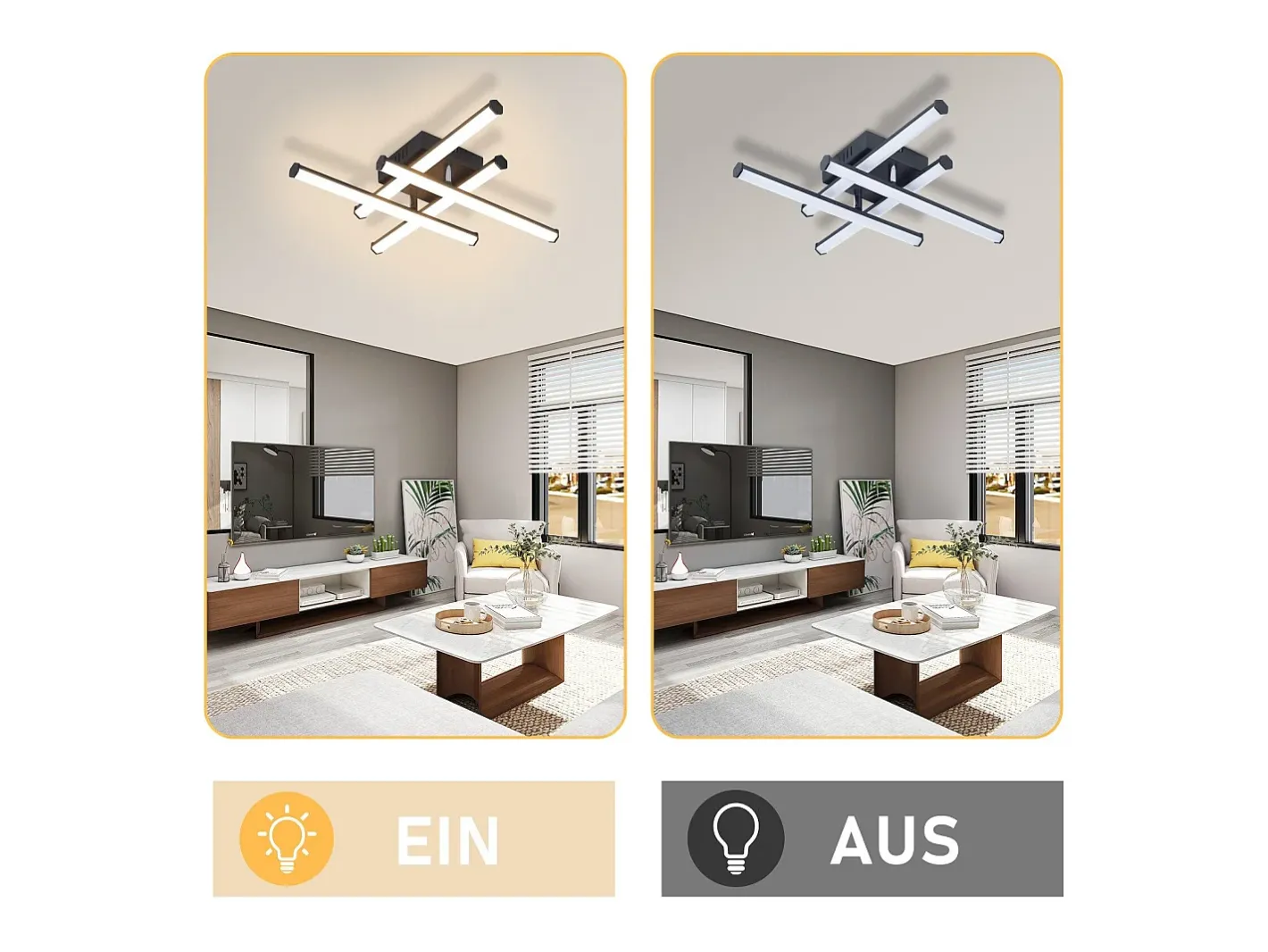NETTLIFE Plafón-Lámpara de techo LED para sala de estar, moderna, color , 24 W, diseño interior, 3000 K, blanco cálido Negro
