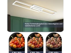 NETTLIFE Plafón-Lámpara de techo LED , moderna, geométrica, regulable, con control remoto.White Blanco