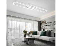 NETTLIFE Plafón-Lámpara de techo LED , moderna, geométrica, regulable, con control remoto.White Blanco