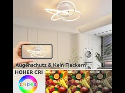 NETTLIFE Lámpara de techo LED para dormitorio - 28 W, 3000 K, cálido, lámpara de pasillo, lámpara de cocina moderna, diseño de flor de cuatro hojas Blanco New