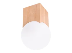 Hot Sollux Lighting Lámpara de techo Lumivere minimalista de madera/vidrio - 1 fuentes luminosas 4000K - L.12 x A.19 cm - madera natural/ Blanco