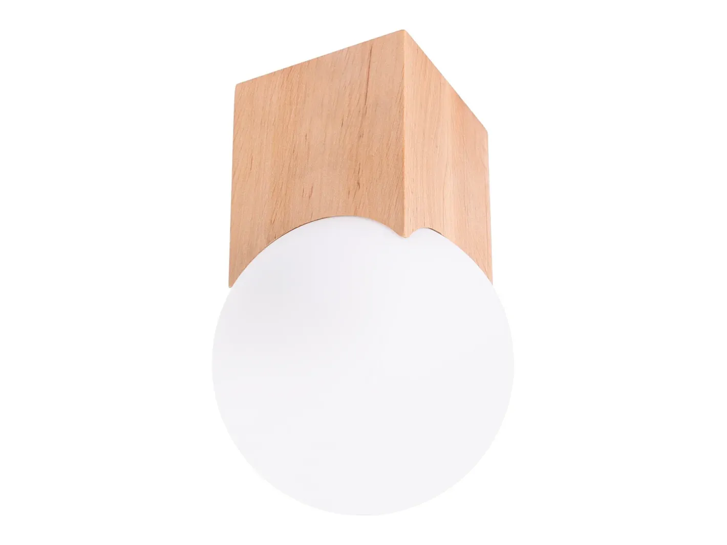 Hot Sollux Lighting Lámpara de techo Lumivere minimalista de madera/vidrio - 1 fuentes luminosas 4000K - L.12 x A.19 cm - madera natural/ Blanco