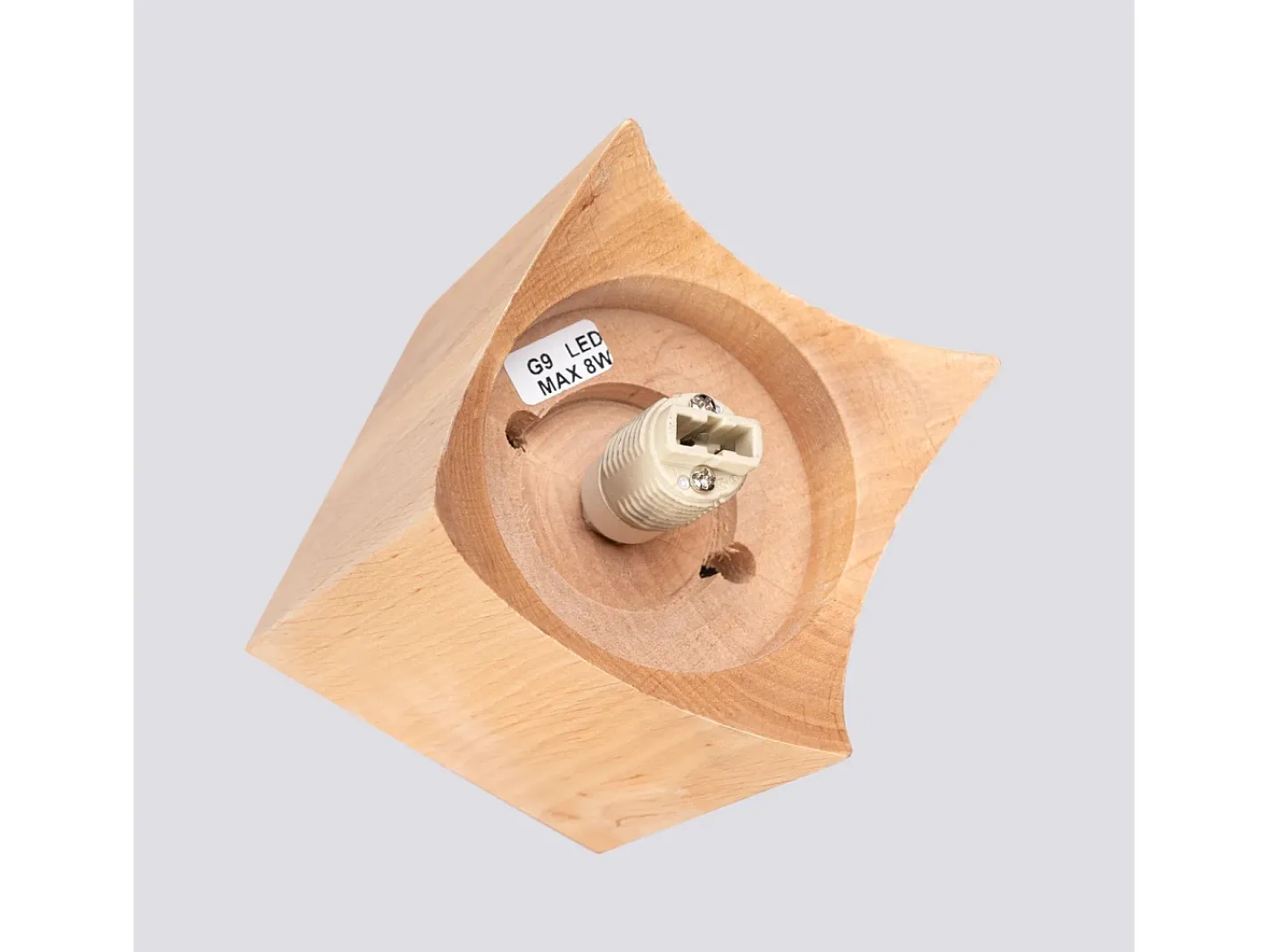 Hot Sollux Lighting Lámpara de techo Lumivere minimalista de madera/vidrio - 1 fuentes luminosas 4000K - L.12 x A.19 cm - madera natural/ Blanco