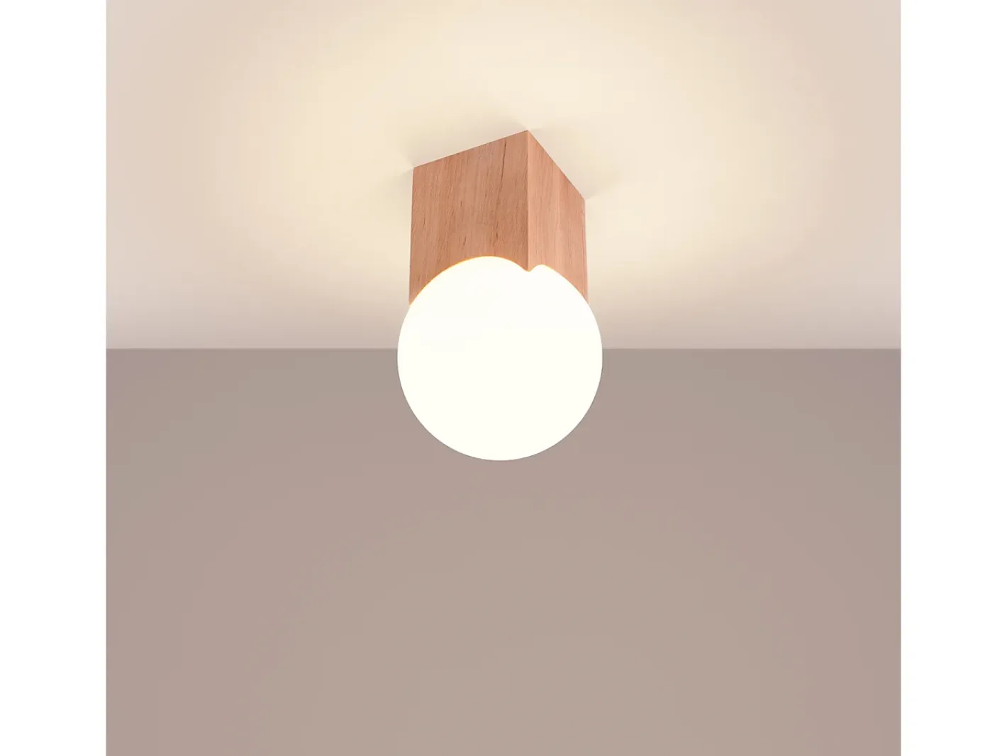 Hot Sollux Lighting Lámpara de techo Lumivere minimalista de madera/vidrio - 1 fuentes luminosas 4000K - L.12 x A.19 cm - madera natural/ Blanco