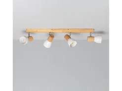 Online Ledkia Lámpara de Techo Madera y Metal 4 Focos Tautau Blanco Multicolor