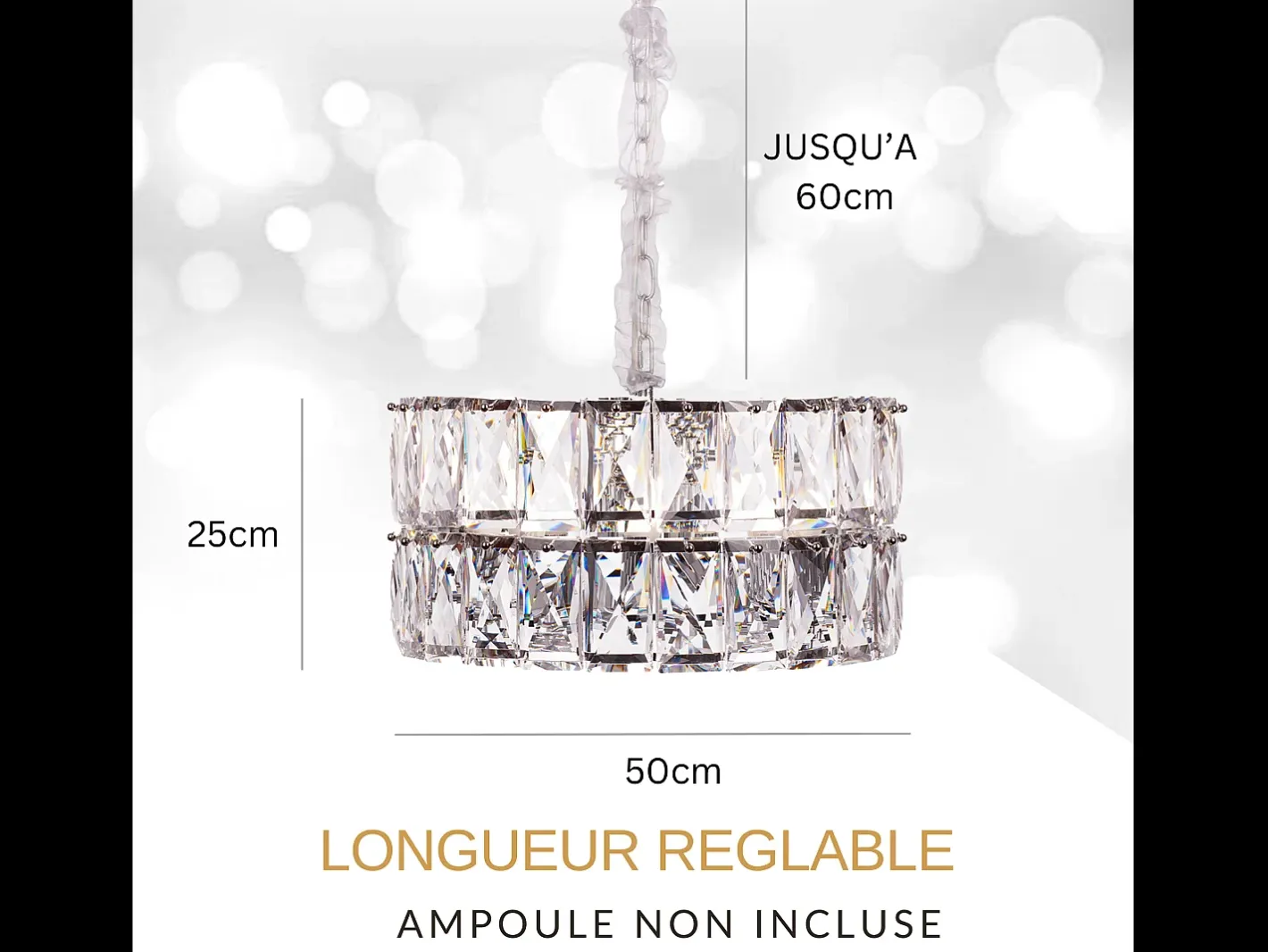 New Lámpara de techo moderna de cristal para salón plateada - Redonda 50 cm - Miami Plateado