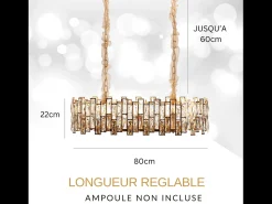 Lámpara Suspendida-Lámpara de techo moderna de cristal para salón dorada - Ovalada 80 cm - New York Dorado