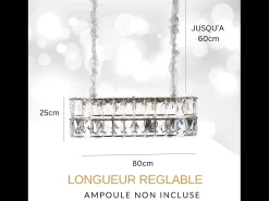 Lámpara de techo moderna de cristal para salón plateada - Ovalada 80 cm - Miami Plateado New