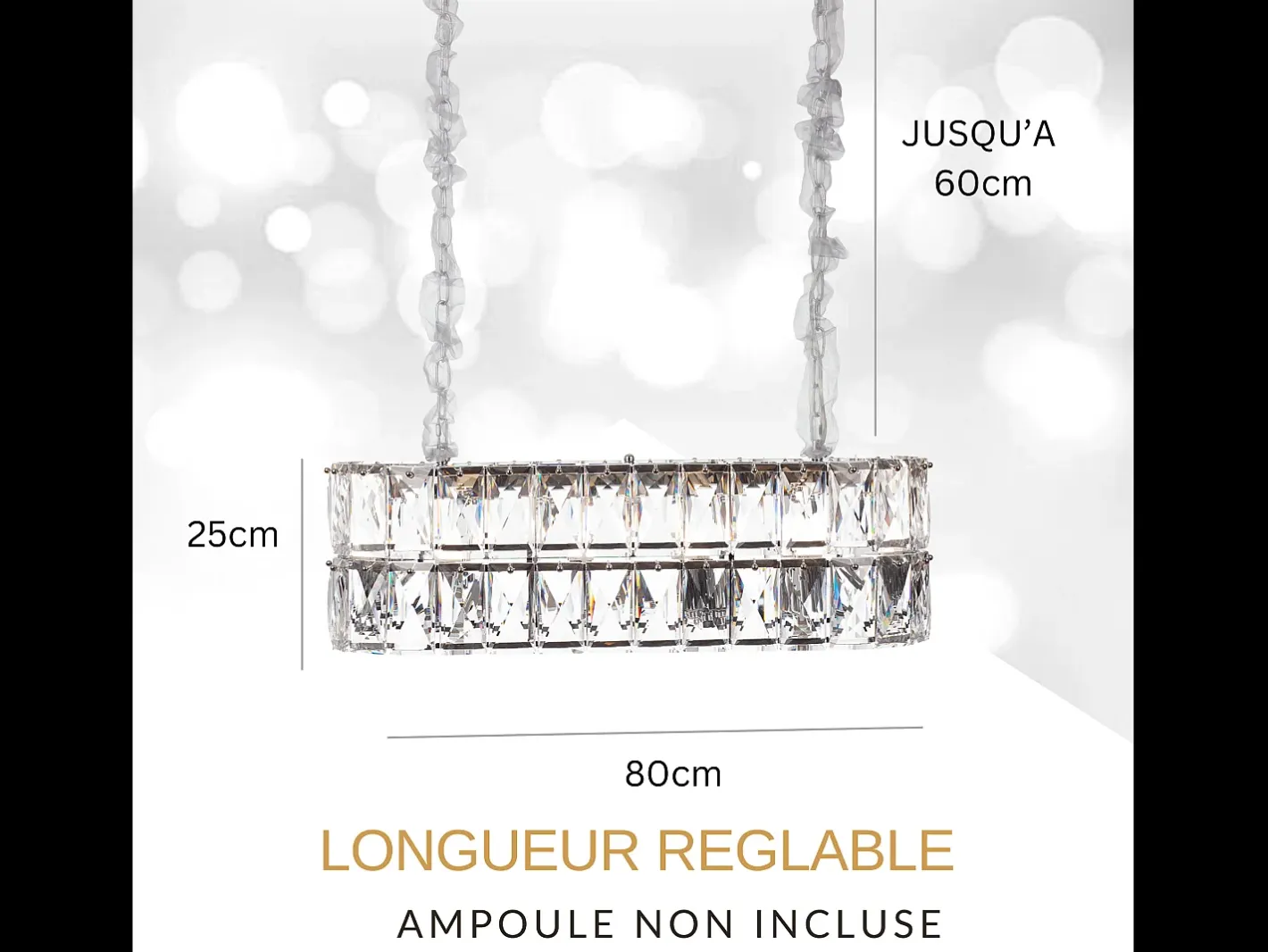 Lámpara de techo moderna de cristal para salón plateada - Ovalada 80 cm - Miami Plateado New