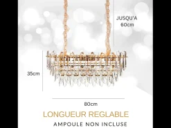Lámpara de techo moderna de cristal para salón dorada - Ovalada 80 cm - Las Vegas Dorado