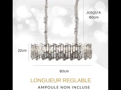 Lámpara Suspendida-Lámpara de techo moderna de cristal para salón plateada - Ovalada 80 cm - New York Plateado
