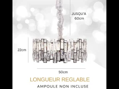Lámpara de techo moderna de cristal para salón plateada - Redonda 50 cm - New York Plateado Clearance