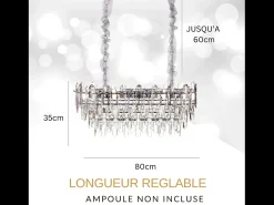 Lámpara Suspendida-Lámpara de techo moderna de cristal para salón plateada - Ovalada 80 cm - Las Vegas Plateado