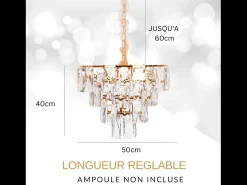 Lámpara Suspendida-Lámpara de techo moderna de cristal para salón dorada - Redonda 50 cm - San Francisco Dorado