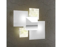 Clearance Lámpara de techo moderna 1088/45-FO de cristal blanco y pan de oro, 4 luces G9 Amarillo