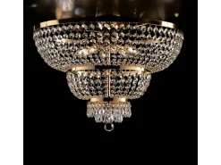 Lámpara Suspendida-Lámpara de techo Mozart en hierro y latón con pedrería 8 luces H.48 Ø65 BL189-PL8-OR Dorado