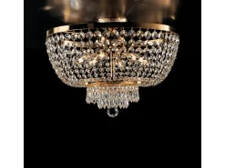 Lámpara Suspendida-Lámpara de techo Mozart en hierro y latón con pedrería 6 luces H.37 Ø50 BL189-PL6-OR Dorado
