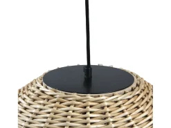 Outlet Lámpara de techo NATURAL estilo moderno - Alt. 130 cm x ø30 cm - E27 15W - acero y mimbre claro - IP20 Marru00f3n