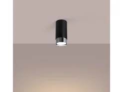 Sollux Lighting Lámpara De Techo Nero Moderno De Acero - 1 Fuentes Luminosas - L.6 X A.12,5 Cm - Negro/Cromo Negro / Plateado Clearance