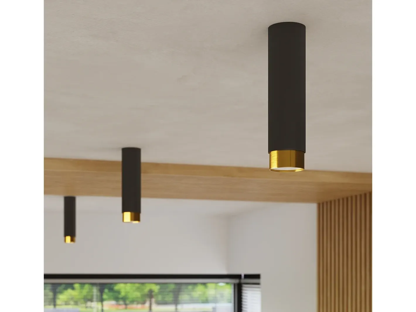 Discount Sollux Lighting Lámpara De Techo Nero Moderno De Acero - 1 Fuentes Luminosas - L.6 X A.12,5 Cm - Negro/Oro Negro / Dorado
