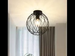 Discount NETTLIFE Lámpara de techo , estilo industrial vintage , para pasillo, E27, 1 bombilla, estilo retro, con jaula metálica. Negro