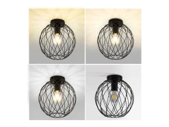 Discount NETTLIFE Lámpara de techo , estilo industrial vintage , para pasillo, E27, 1 bombilla, estilo retro, con jaula metálica. Negro