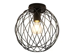 Discount NETTLIFE Lámpara de techo , estilo industrial vintage , para pasillo, E27, 1 bombilla, estilo retro, con jaula metálica. Negro