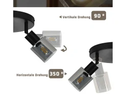 NETTLIFE Lámpara de techo con 3 llamas, color , industrial, E14, para sala de estar Negro Best