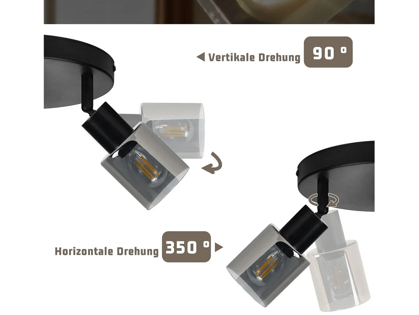 NETTLIFE Lámpara de techo con 3 llamas, color , industrial, E14, para sala de estar Negro Best